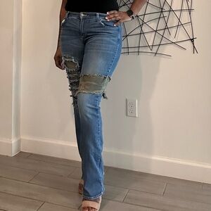 Custom Distressed Blue Jeans for Women